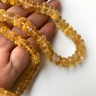 Natural Citrine Rondelle Beads, 5-6mm/7mm/8mm Yellow Faceted Citrine Rondelle Beads Loose For Jewelry Making, 9 Inch Strand, GDS2276/13