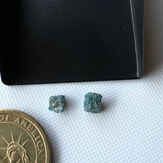 4.5mm & 5mm Blue Diamond Raw Cubes, Raw Rough Uncut Earth Mined Box Shaped Loose Diamond Cube, Irradiated Blue Cube Diamonds, DDS802/2