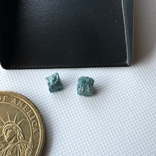 4.5mm & 5mm Blue Diamond Raw Cubes, Raw Rough Uncut Earth Mined Box Shaped Loose Diamond Cube, Irradiated Blue Cube Diamonds, DDS802/2