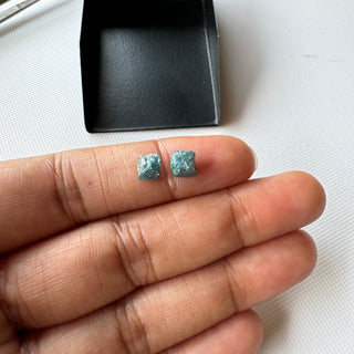 4.5mm & 5mm Blue Diamond Raw Cubes, Raw Rough Uncut Earth Mined Box Shaped Loose Diamond Cube, Irradiated Blue Cube Diamonds, DDS802/2