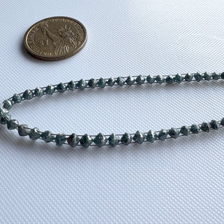 5 Pieces Natural Crystal Blue Double Drilled Earth Mine Octahedron Diamond Beads, 3mm to 5mm Raw Rough Uncut Diamond Crystal, DDS820/1