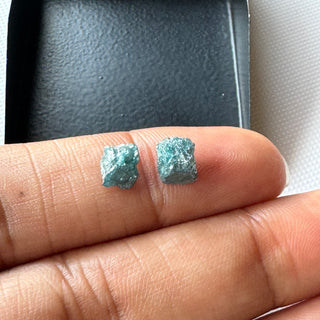 4.5mm & 5mm Blue Diamond Raw Cubes, Raw Rough Uncut Earth Mined Box Shaped Loose Diamond Cube, Irradiated Blue Cube Diamonds, DDS802/2