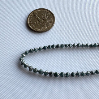 5 Pieces Natural Crystal Blue Double Drilled Earth Mine Octahedron Diamond Beads, 3mm to 5mm Raw Rough Uncut Diamond Crystal, DDS820/1