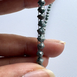 5 Pieces Natural Crystal Blue Double Drilled Earth Mine Octahedron Diamond Beads, 3mm to 5mm Raw Rough Uncut Diamond Crystal, DDS820/1