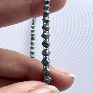 5 Pieces Natural Crystal Blue Double Drilled Earth Mine Octahedron Diamond Beads, 3mm to 5mm Raw Rough Uncut Diamond Crystal, DDS820/1