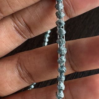 5 Pieces Natural Crystal Blue Double Drilled Earth Mine Octahedron Diamond Beads, 3mm to 5mm Raw Rough Uncut Diamond Crystal, DDS820/1