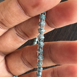 5 Pieces Natural Crystal Blue Double Drilled Earth Mine Octahedron Diamond Beads, 3mm to 5mm Raw Rough Uncut Diamond Crystal, DDS820/1