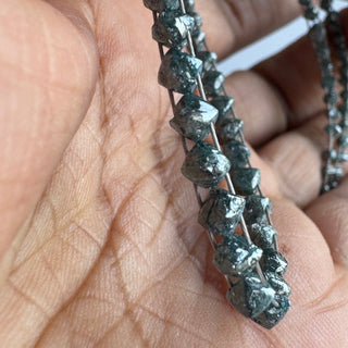 5 Pieces Natural Crystal Blue Double Drilled Earth Mine Octahedron Diamond Beads, 3mm to 5mm Raw Rough Uncut Diamond Crystal, DDS820/1