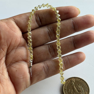 6 Inches Natural Crystal Yellow Double Drilled Earth Mine Octahedron Diamond Beads, 3.5mm to 5mm Raw Rough Uncut Diamond Crystal, DDS820/2