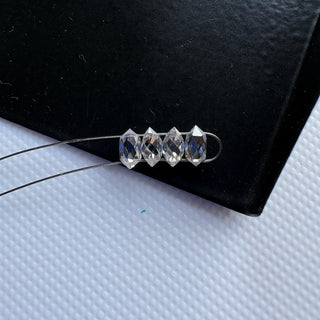 2 Pieces 4.5x2.4mm Double Drill Clear White Lab Grown Diamond Briolette Beads, CVD Diamond, White Diamond Beads for Jewelry, LG41