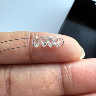 2 Pieces 4.5x2.4mm Double Drill Clear White Lab Grown Diamond Briolette Beads, CVD Diamond, White Diamond Beads for Jewelry, LG41