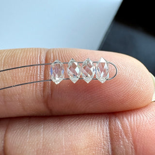 2 Pieces 4.5x2.4mm Double Drill Clear White Lab Grown Diamond Briolette Beads, CVD Diamond, White Diamond Beads for Jewelry, LG41