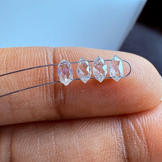 2 Pieces 4.5x2.4mm Double Drill Clear White Lab Grown Diamond Briolette Beads, CVD Diamond, White Diamond Beads for Jewelry, LG41