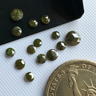 3mm to 4mm/4mm To 5mm/6mm Green Round Rose Cut Diamond Loose, Faceted Round Green Diamond Flat Back Cabochon For Ring, DDS801/2