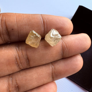 Rare 9.7mm/9.8mm Natural Clear Yellow Rough Raw Octahedron Conflict Free Earth Mined Diamond Crystal For Jewelry, DDS816/1-2
