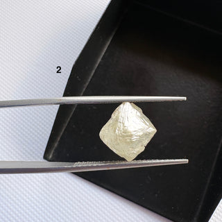 Rare 9.7mm/9.8mm Natural Clear Yellow Rough Raw Octahedron Conflict Free Earth Mined Diamond Crystal For Jewelry, DDS816/1-2