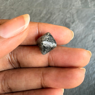 Huge 10.55CTW/13.21mm Natural Black Salt And Pepper Rough Raw Octahedron Diamond Loose Conflict Free Earth Mined Diamond Crystal, DDS817