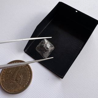 Huge 10.55CTW/13.21mm Natural Black Salt And Pepper Rough Raw Octahedron Diamond Loose Conflict Free Earth Mined Diamond Crystal, DDS817