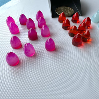 12.5x10mm Each Natural Red/Pink/Blue Hydro Quartz Smooth Bullet Shaped Gemstone Loose Cabochons, Cone Shape Stones For Jewelry GDS2281/12