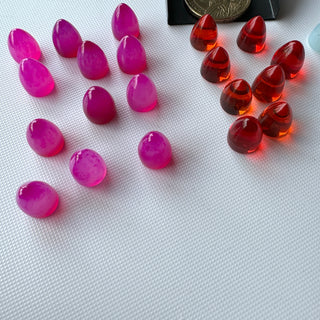 12.5x10mm Each Natural Red/Pink/Blue Hydro Quartz Smooth Bullet Shaped Gemstone Loose Cabochons, Cone Shape Stones For Jewelry GDS2281/12