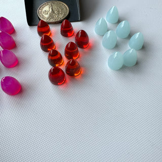 12.5x10mm Each Natural Red/Pink/Blue Hydro Quartz Smooth Bullet Shaped Gemstone Loose Cabochons, Cone Shape Stones For Jewelry GDS2281/12