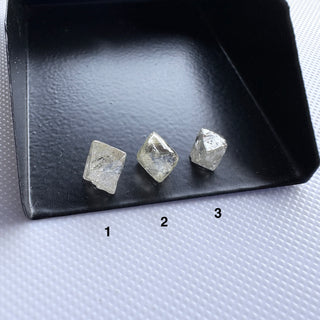 6.7mm to 8.1mm Natural Clear Yellow Rough Raw Octahedron Conflict Free Earth Mined Diamond Crystal For Jewelry, DDS819/1-2-3