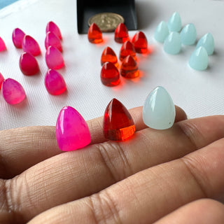 12.5x10mm Each Natural Red/Pink/Blue Hydro Quartz Smooth Bullet Shaped Gemstone Loose Cabochons, Cone Shape Stones For Jewelry GDS2281/12