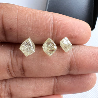 6.7mm to 8.1mm Natural Clear Yellow Rough Raw Octahedron Conflict Free Earth Mined Diamond Crystal For Jewelry, DDS819/1-2-3