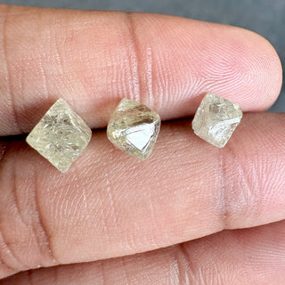 6.7mm to 8.1mm Natural Clear Yellow Rough Raw Octahedron Conflict Free Earth Mined Diamond Crystal For Jewelry, DDS819/1-2-3