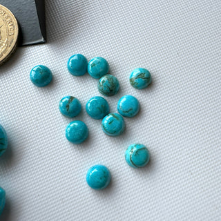 Natural Arizona Turquoise 14mm Both Side Faceted Heart/7mm Smooth Round Shaped Gemstone Flat Back Smooth Cabochon, GDS2281/13