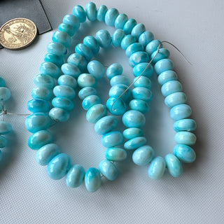 Large 5-13mm/11-12mm Smooth Blue Natural Opal Rondelle Beads, Heated Blue Opal Rondelle Gemstone Beads, Sold As 17 Inch/20 Inch, GDS2281/14