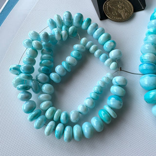 Large 5-13mm/11-12mm Smooth Blue Natural Opal Rondelle Beads, Heated Blue Opal Rondelle Gemstone Beads, Sold As 17 Inch/20 Inch, GDS2281/14