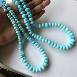 Large 5-13mm/11-12mm Smooth Blue Natural Opal Rondelle Beads, Heated Blue Opal Rondelle Gemstone Beads, Sold As 17 Inch/20 Inch, GDS2281/14