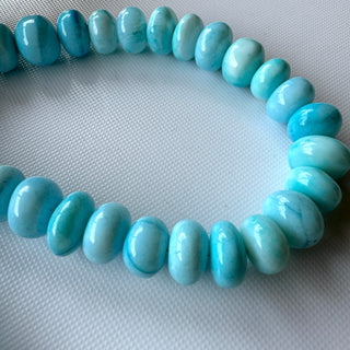 Large 5-13mm/11-12mm Smooth Blue Natural Opal Rondelle Beads, Heated Blue Opal Rondelle Gemstone Beads, Sold As 17 Inch/20 Inch, GDS2281/14