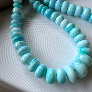 Large 5-13mm/11-12mm Smooth Blue Natural Opal Rondelle Beads, Heated Blue Opal Rondelle Gemstone Beads, Sold As 17 Inch/20 Inch, GDS2281/14