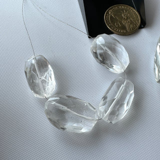 Large Rare Crystal Quartz Faceted Tumble Beads, Natural Rock Quartz Crystal Beads, 33mm/27-30mm Clear Quartz Beads, GDS2281/15