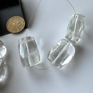 Large Rare Crystal Quartz Faceted Tumble Beads, Natural Rock Quartz Crystal Beads, 33mm/27-30mm Clear Quartz Beads, GDS2281/15