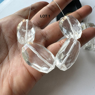 Large Rare Crystal Quartz Faceted Tumble Beads, Natural Rock Quartz Crystal Beads, 33mm/27-30mm Clear Quartz Beads, GDS2281/15