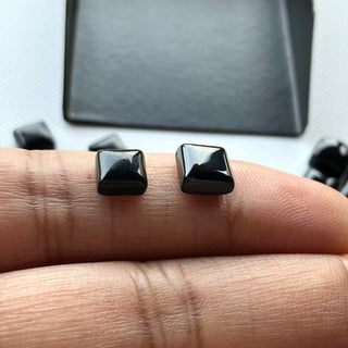 10 Pieces 6x6mm/7x7mm Each Black Onyx Smooth Flat Back Cushion/Square Shaped Loose Gemstone Cabochons, Natural Black Onyx Cabochon GDS2277/4