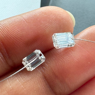 Drilled Lab Grown Emerald Cut Diamond Loose VVS/EF 4mm To 6.5mm Drilled Emerald Cut Diamond For Jewelry Floating