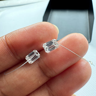 Drilled Lab Grown Emerald Cut Diamond Loose VVS/EF 4mm To 6.5mm Drilled Emerald Cut Diamond For Jewelry Floating
