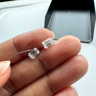 Drilled Lab Grown Emerald Cut Diamond Loose VVS/EF 4mm To 6.5mm Drilled Emerald Cut Diamond For Jewelry Floating