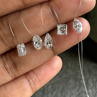 Drilled Lab Grown Princess Cut Diamond Loose VVS/EF 3mm To 5mm Drilled Princess Cut Diamond For Jewelry Floating