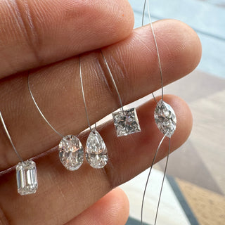 Drilled Lab Grown Emerald Cut Diamond Loose VVS/EF 4mm To 6.5mm Drilled Emerald Cut Diamond For Jewelry Floating