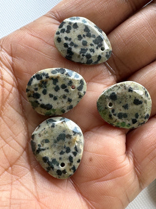 5 Pieces Drilled Dalmatian Jasper Faceted Rose Cut Gemstone Loose Cabochon, 17mm To 20mm Dalmatian Jasper Rose Cut Loose, SKU-CQ1