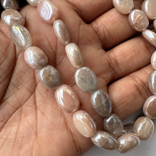 Coated Moonstone Smooth Tumble Oval Beads, 9mm to12mm Moonstone Gemstone Beads, Sold As 16 Inch Strand, GDS2283