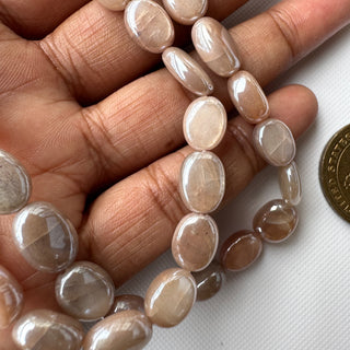 Coated Moonstone Smooth Tumble Oval Beads, 9mm to12mm Moonstone Gemstone Beads, Sold As 16 Inch Strand, GDS2283