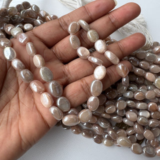 Coated Moonstone Smooth Tumble Oval Beads, 9mm to12mm Moonstone Gemstone Beads, Sold As 16 Inch Strand, GDS2283