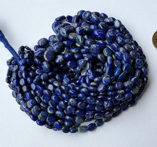 Lapis Lazuli Smooth Tumble Oval Gemstone Beads, 7mm to 12mm Natural Lapis Lazuli Gemstone Beads, Sold As 18 Inch Strand, GDS2283/3