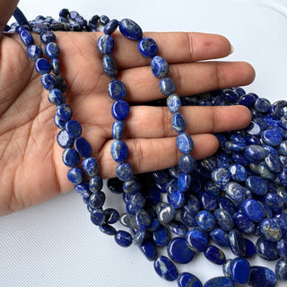 Lapis Lazuli Smooth Tumble Oval Gemstone Beads, 7mm to 12mm Natural Lapis Lazuli Gemstone Beads, Sold As 18 Inch Strand, GDS2283/3